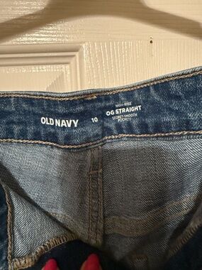 Old Navy Women's OG Straight Jean Shorts in Medium Blue Denim